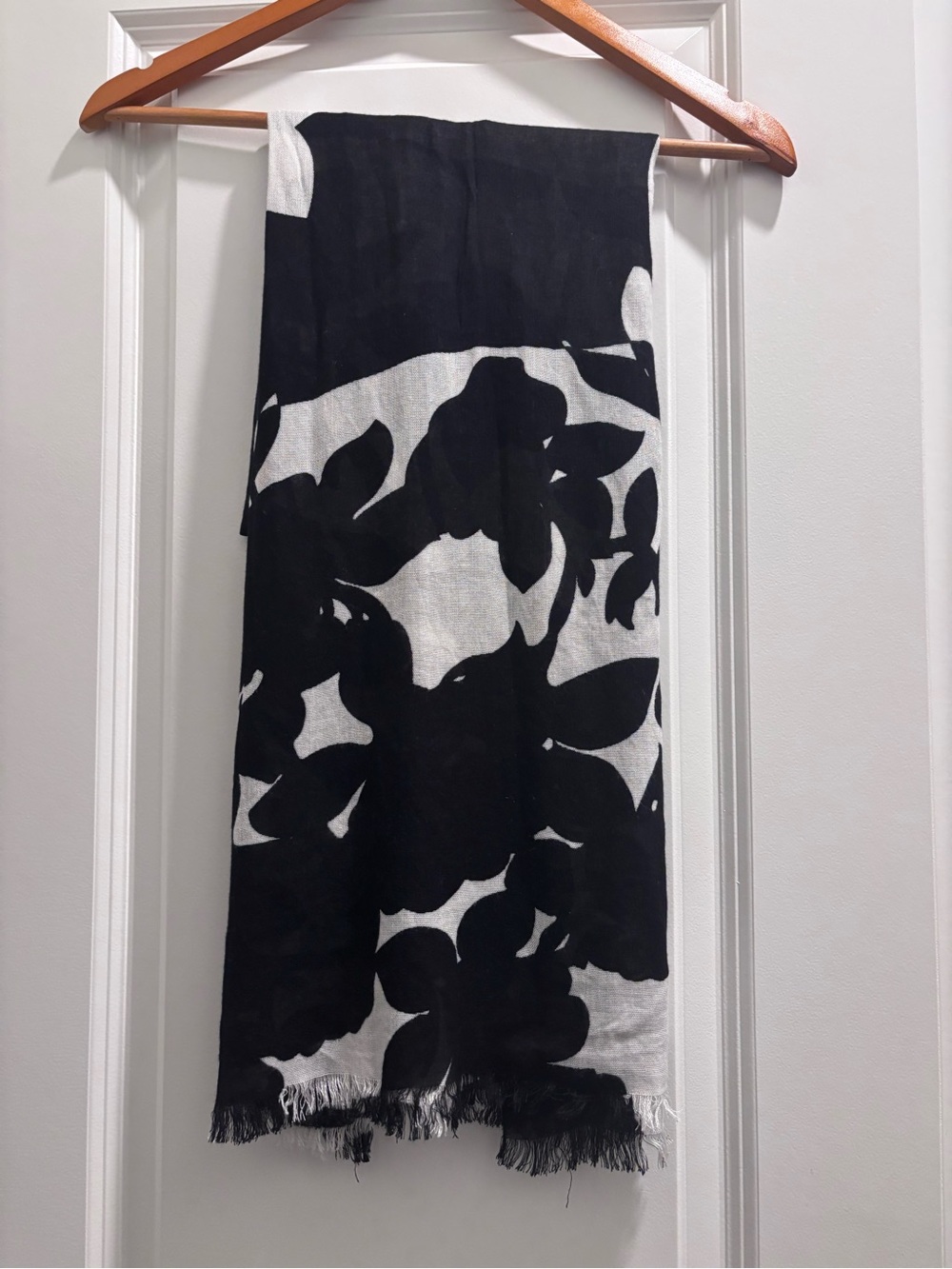 Nine West Black and White Floral Wrap Scarf
